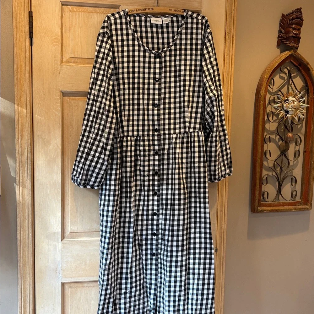 Black and White Flannel Gingham Dress Size 3X Vermont Country Store - Picture 1 of 8
